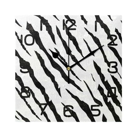 Wall Clock Square Silent Non-Ticking Zebra Black Print Retro Battery Operated Clock 7.78 inch Home Kitchen Office Decoration