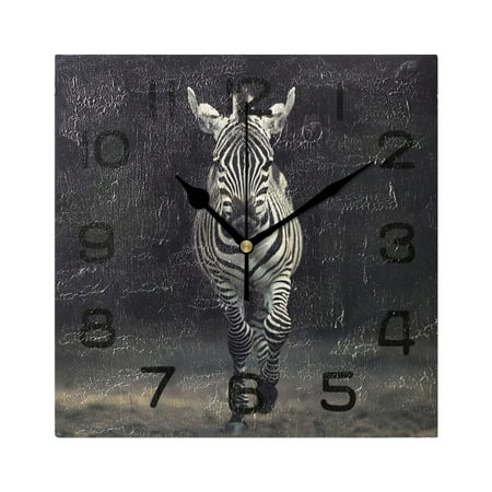 Wall Clock Square Silent Non-Ticking Zebra Retro Battery Operated Clock 7.78 inch Home Kitchen Office Decoration