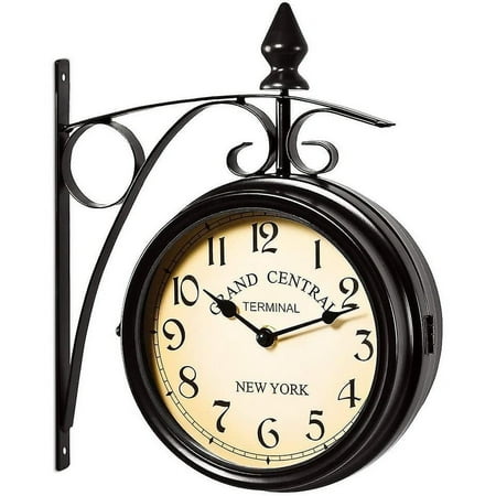 Wall Clock Wrought Iron Garden Clock Station Clock 2-sided Handmade Grand Central Terminal New York-1515