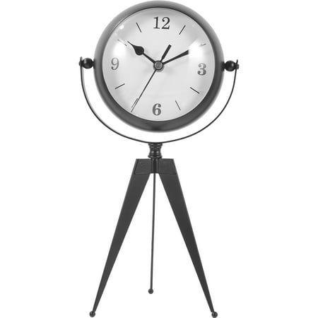 Weijiyouyu Iron Art Clock Tripod Mute Clock Household Clock Crafts Decor Handicraft Articles Without Battery (Black Size L)