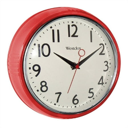 Westclox 32042R Retro 1950 Round Wall Clock, Red, 9-1/2 in, Each