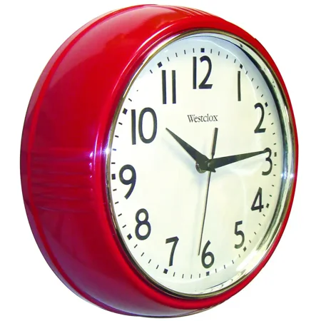 Westclox 32042R Wall Clock Round 9-1/2 Inch Red