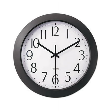 Whisper Quiet Clock 12 Overall Diameter, Black Case, 1 AA sold separately