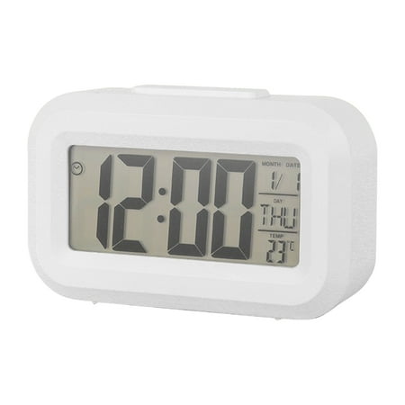 WINDLAND Snooze Mute Desktop Clock Table Clocks Electronic LED Clocks with Temperature Calendar Week Display Digital Alarm Clock