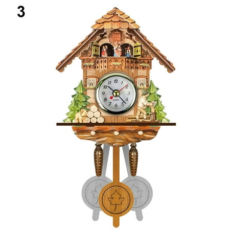 Wooden Cuckoo Wall Clock Bird Time Bell Swing Alarm Watch Art Decor New