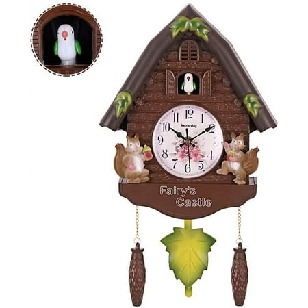 Worth having - Cuckoo Clock Black Forest Clock with Pendulum, Bird Wall Clock with Natural Bird Voice, Quartz Movement Battery Operated Cuckoo Cuckoo Clock, Home Art Decor (26x42cm)