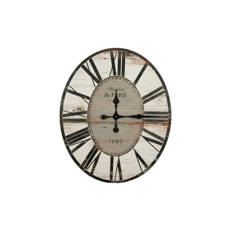 Woven Paths 29 Oval Distressed White Wood Wall Clock