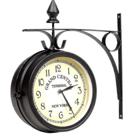 YELSM clearance Wall Clock Wrought Iron Garden Clock Station Clock 2-sided Handcrafted Grand Central Terminal New Yo Hy