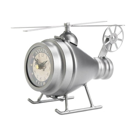 Zingz & Thingz 8.5 Silver and White Contemporary Helicopter Desk Clock