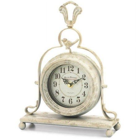 Zingz & Thingz Vintage Glass Tabletop Clock in Cream