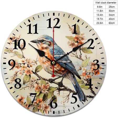 10 Inch Clocks Retro Vintage Bird French Country Tuscan Style Kitchen Wall