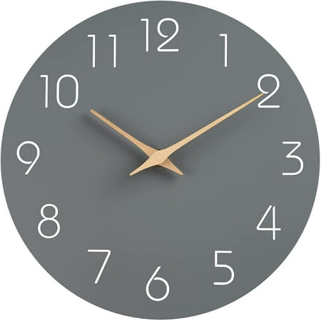 10 Inch Modern Wall Clock Silent Non Ticking Battery Operated Quartz Decorative Round Wall Clock for Office Classroom School