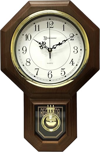 17.5 x 11.25 Essex Westminster Chime Faux Wood Pendulum Wall Clock, Walnut