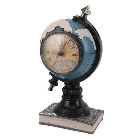 2024 Globe Clock Decorative Desk Ornament Resin World Map Clock with Coin Saving Bank for Children Bedroom Blue p