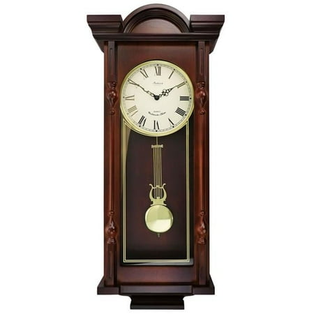 31 in. Grand Chiming Pendulum Wall Clock, Antique Mahogany Cherry