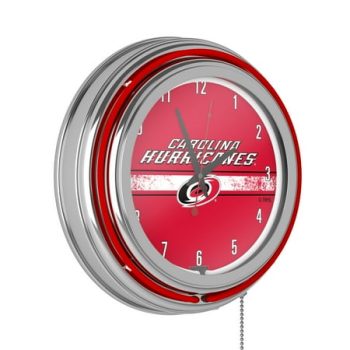 Carolina Hurricanes Logo Retro Neon Analog Wall Clock with Pull Chain