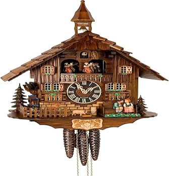 Cuckoo Clock moveable kissing Couple, turning mill-wheel HO 638T