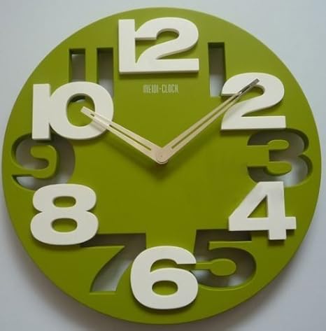 3D Big Digit Modern Contemporary Home Decor Round Wall Clock Green (GREEN, 1)