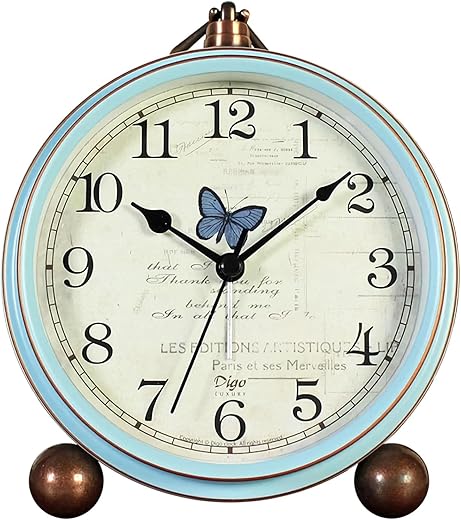 5.2in Analog Clock, Retro Silent Desk Clock Non-Ticking & Battery Operated with Quartz Movement,Clock Decor for Bedroom Living Room