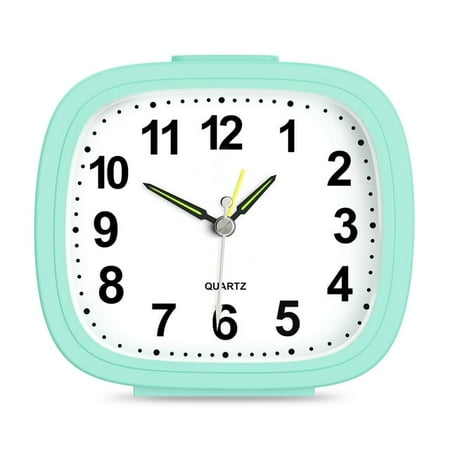 Alarm Clock, AMIR Silent Non Ticking Alarm Clock with Snooze & Night Light Alarm Clock for Kids Elderly Bedroom Bedside Office Gift Green