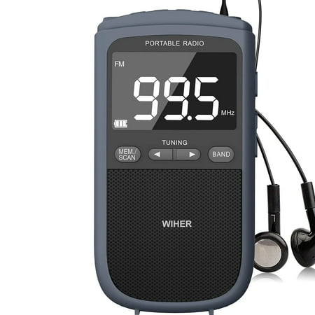 AM FM Walkman Radio:900mAh Rechargeable Portable Transistor Pocket Radio with Best Reception Digital Tuning, LCD Screen,Stereo Earphone Jack, Sleep Timer and Alarm Clock for Jogging,Walking Grey