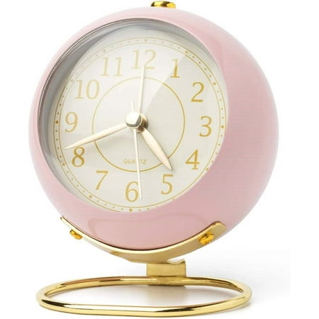 Analog Alarm Clocks, Retro Backlight Cute Simple Design Small Desk Clock Non-Ticking