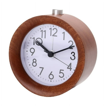 AOOOWER Round Wooden Desktop Alarm Clock Vintage Night Light Digital Clock Table Timing Equipment for Living Room Kitchen Decor