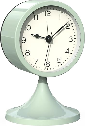 AYRELY® 3 Cute Analog Alarm Clock,Small Retro Table Clock Battery Operated,Slient Metal Desk Clock with Light for Living Room Decor,Bedroom,Bedside,Shelf（Green）