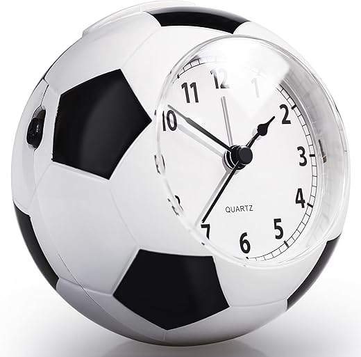 AYRELY® 4.5" Soccer-Shaped Analog Alarm Clock - Quiet Kids' Desk Clock with Musical Alarm, Battery Operated - Ideal for Bedroom, Kids' Room, Bedside, Living Room Decor, Shelf