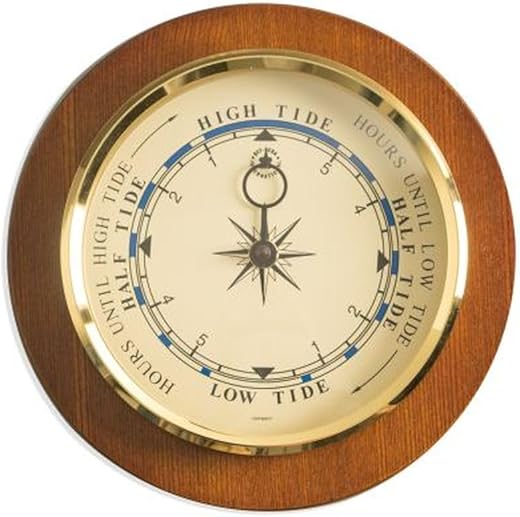 Bey Berk Tide Clock On 9" Cherry Wood with Brass Bezel