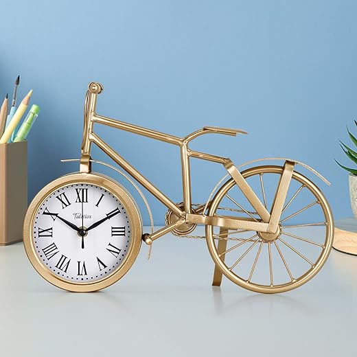 Bicycle Office Desk Clock Silent,Perfect for Room Decor,Home Décor,Bedroom Decor,Ideal for Small Desk, Bedside Table,Shelf Decor,Vintage & Farmhouse Style,Digital Clock