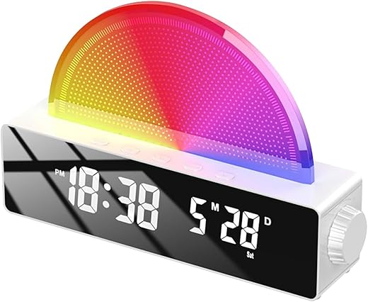 BILIKEYU Alarm Clock Bedside Powered with Led Night Light Wake Up Sunrise Electric Silent Non Ticking Digital Alarm Clocks for Heavy Sleepers Snooze with Large Display Temperature (White, One Size)