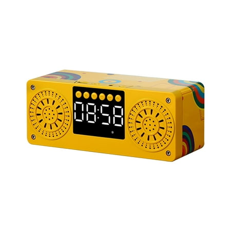 Blasgw Portable Bluetooth Speaker 5.0 with Alarm Clock, Large Screen Display, FM Radio, 1200mAh Battery, HD Stereo Sound, Touch Control,Multi-Functionality for Home Outdoor Use Yellow