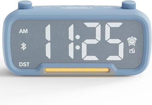 Bluetooth Alarm Clock - Alarm Clocks for Bedrooms with Radio：FM Radio Clock Dimmable USB-A USB-C Ports Night Light Backup Battery DST Aesthetic Alarm Clock for Bedroom Beside Nightstand