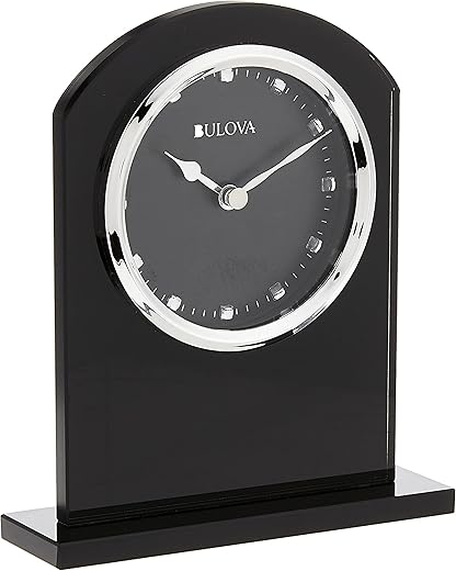 Bulova B5010 Ebony Crystal Desk Clock, Black