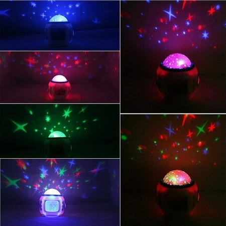 Children Room Music Starry Star Sky Clock Natural Sound Alarm Creative Color Light Projection Clock Sleep Electronic Clock with Calendar and Thermometer