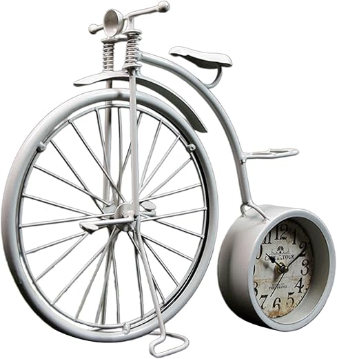 Classical High Wheel Bicycles Table Clock Vintage Antique Metal Bike Figurine Ornament For Home And Office Decoration