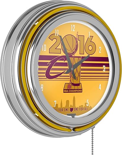 Cleveland Cavaliers 2016 NBA Champions Chrome Double Rung Neon Clock