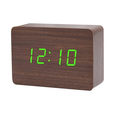 Clocks Alarm Clock Clock Alarm Wooden LED Clock Wood Desk LED Clock Voice Control Wood Clock European and American Bamboo Wooden