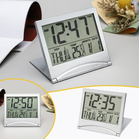 Clocks For Seniors Battery Backup Outdoor Clock Led Night Light Alarm Bedrooms Digital Travel Alarm Clock Foldable Calendar Temperature & Timer Lcd With Snooze Mode Large Number Display