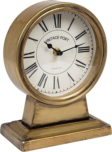 Creative Co-Op Decorative Metal Mantel Clock, Gold Finish