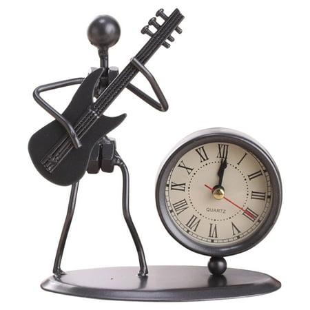 Creative Iron Stainless Steel Small Desk Clock Iron Retro Personality Clock Gift Birthday Gift Iron Table Alarm Clock With Musical Instruments Gadgets Decoration CraftHOME#!2858