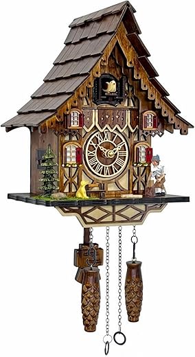 Cuckoo Clock for Wall Art: 12 Melodies, Volume Control, Night Mode, Germany Style Black Forest Retro Traditional Handmade Wooden House Home Decor, Gifts for Family (8.75 X 23inch)