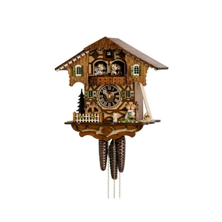 Cuckoo Clock moveable kissing Couple, turning mill-wheel