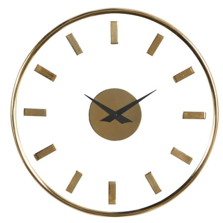 DecMode 14 Gold Aluminum Metal Wall Clock with Clear Face