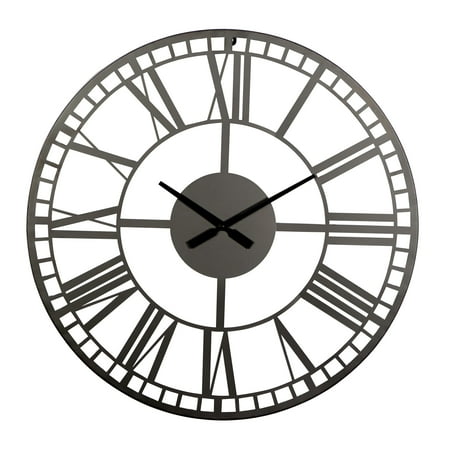 DecMode 28 Black Metal Open Cutout Frame Wall Clock