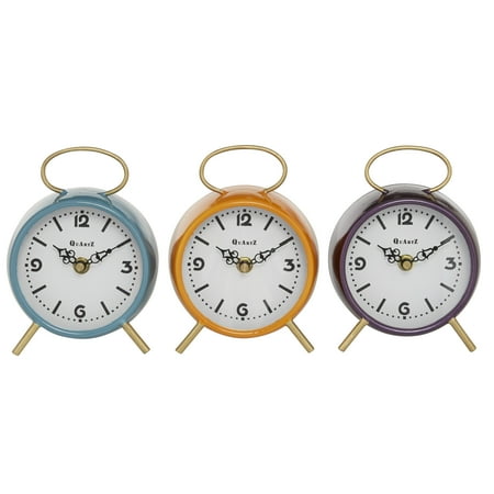 DecMode 6 Multi Colored Wood Ring Top Clock, Set of 3