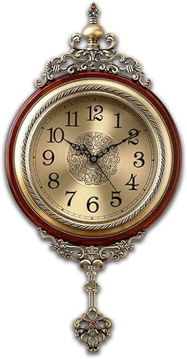 Decorative Pendulum Wall Clock Quartz Movement Vintage Silent Non Ticking Large Antique Metal Wooden Home Office Clocks