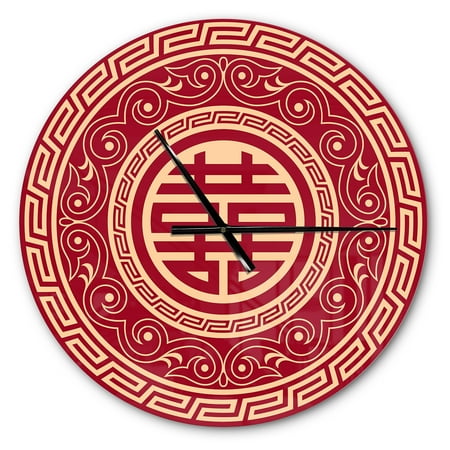 Designart 'Double Happiness Asian Decoration ' Modern wall clock