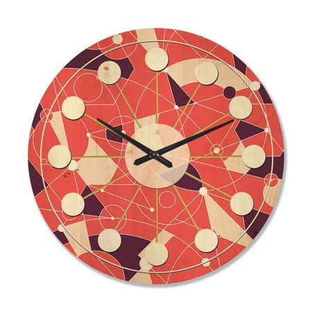 Designart 'Geometrical Retro Grid I' Mid-Century Modern Wood Wall Clock